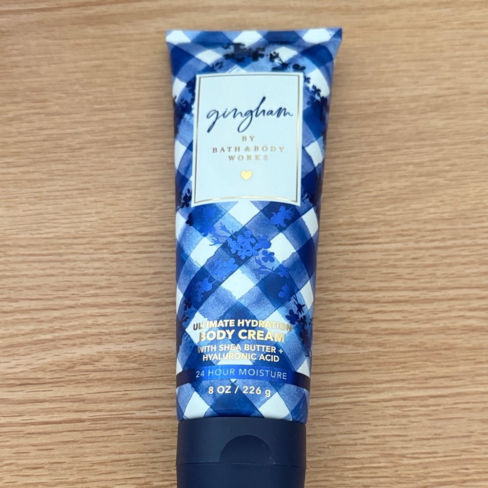 Bath & Body Works Gingham Blue and White Body Cream